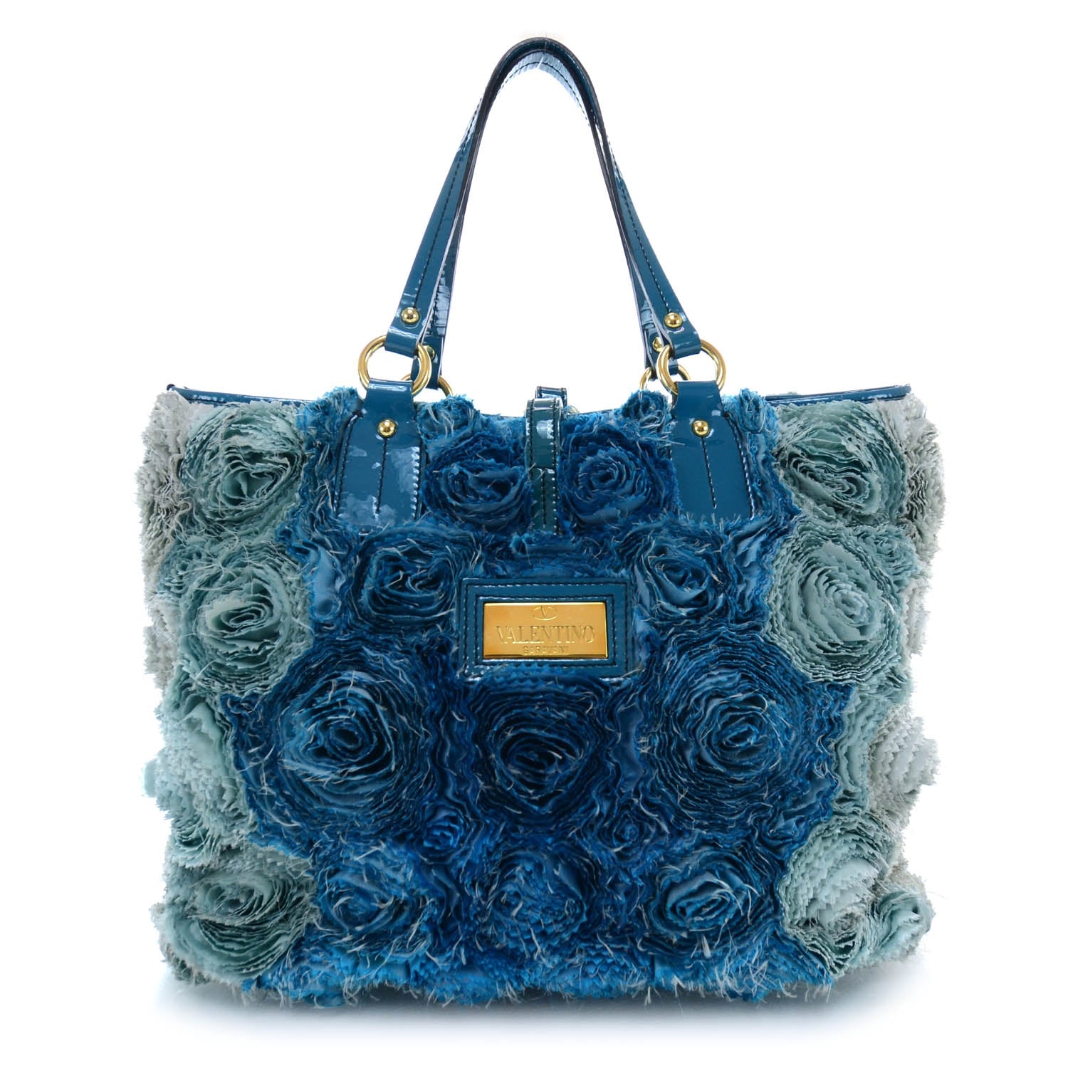 Valentino Garavani Silk Rosier Tote Blue 8 of 14