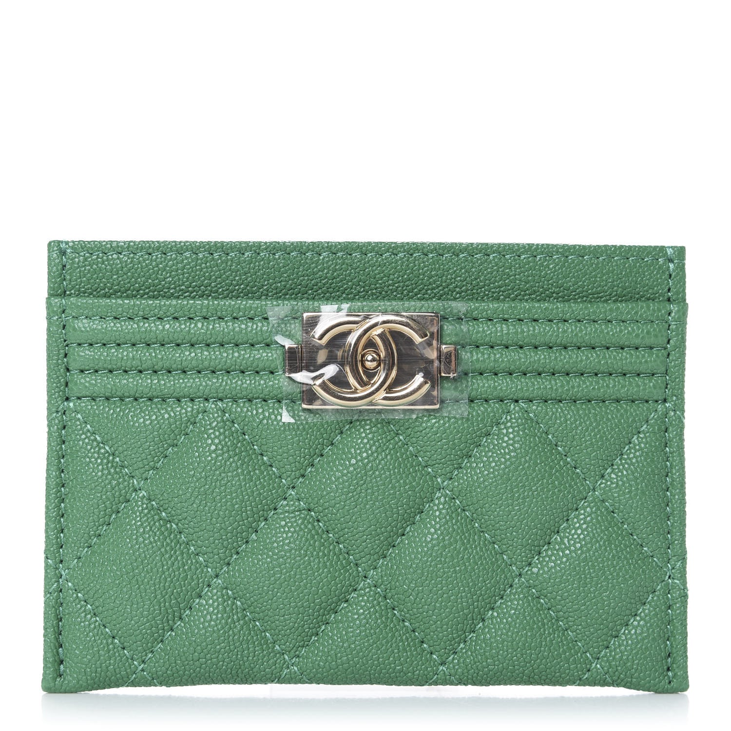 Chanel Caviar Quilted Boy Card Holder Green 1 of 9