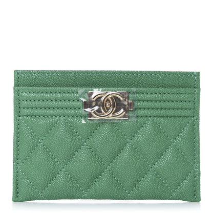 Chanel Caviar Quilted Boy Card Holder Green 1 of 9