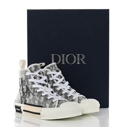 Christian Dior Technical Canvas Oblique Mens B23 High Top Sneakers 38 White Black 10 of 10