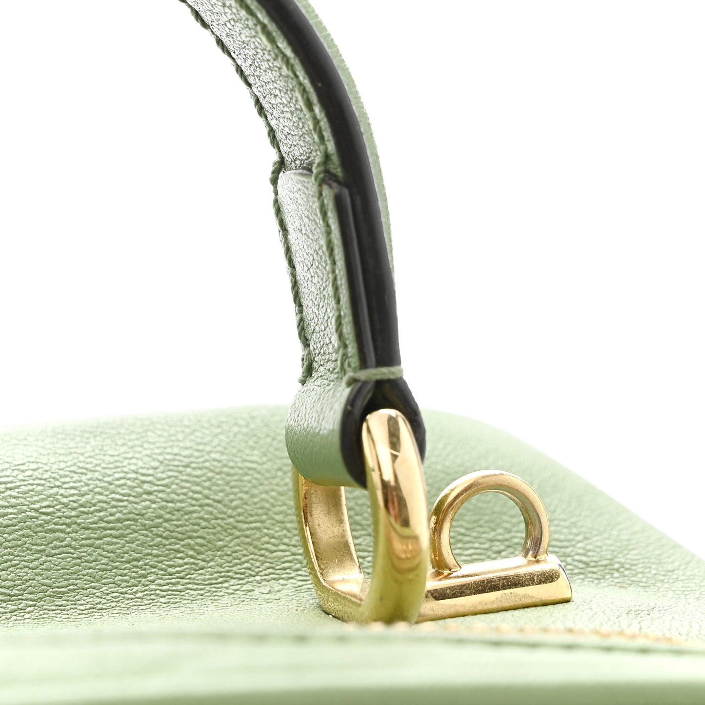 Sakai Be Green Calfskin Diagonal Stitched Blondie Top Handle Bag Light Green