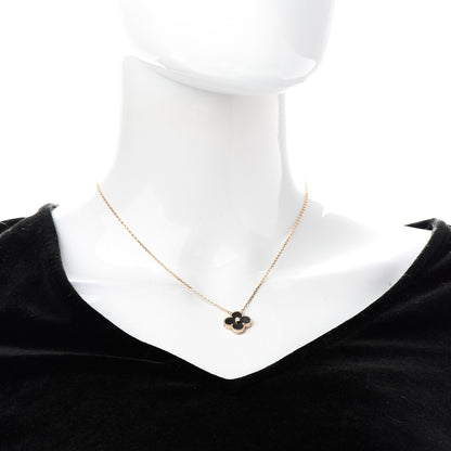 Van Cleef & Arpels 18K Rose Gold Diamond Grey Mother of Pearl Vintage Alhambra Pendant Necklace 2 of 6