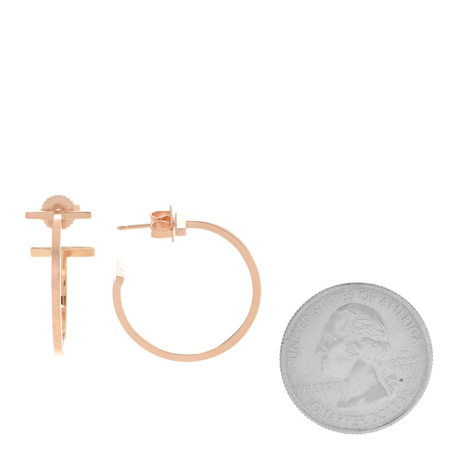 Tiffany 18K Rose Gold Medium T Wire Hoop Earrings 2 of 5