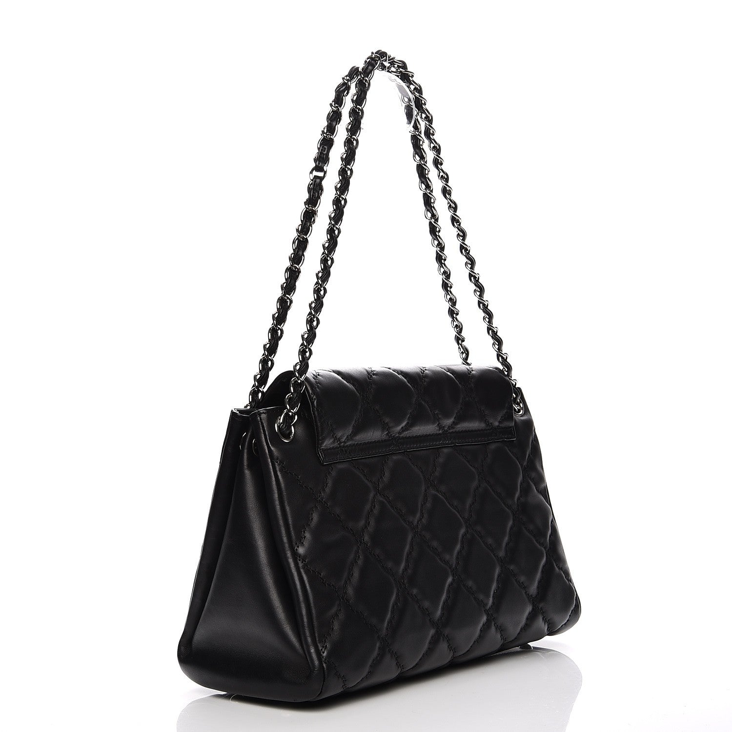 Chanel Calfskin Double Stitch Large Hamptons Flap Bag Black 3 of 9