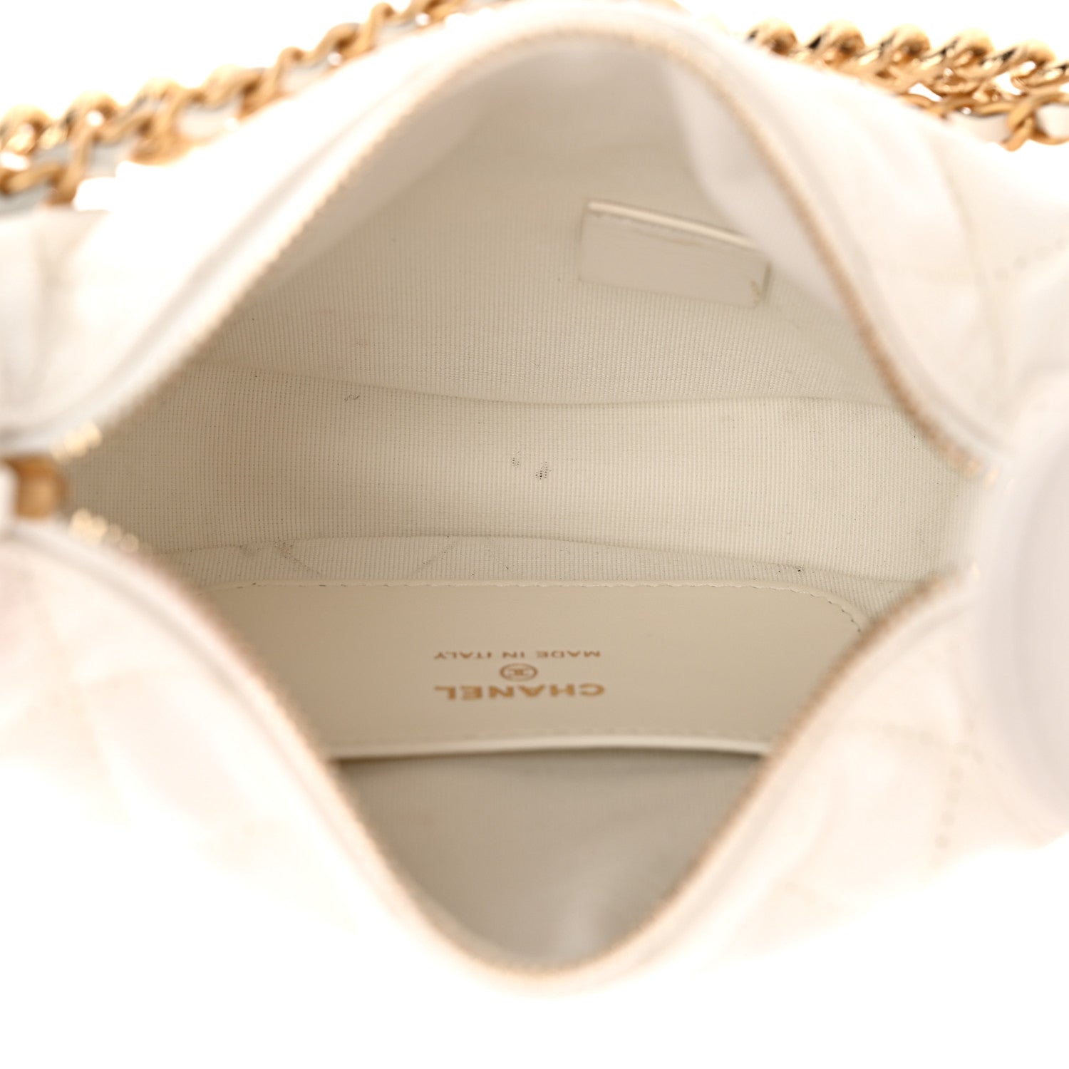 Chanel Shiny Caviar Quilted Bow Pouch Hobo White 5 of 13