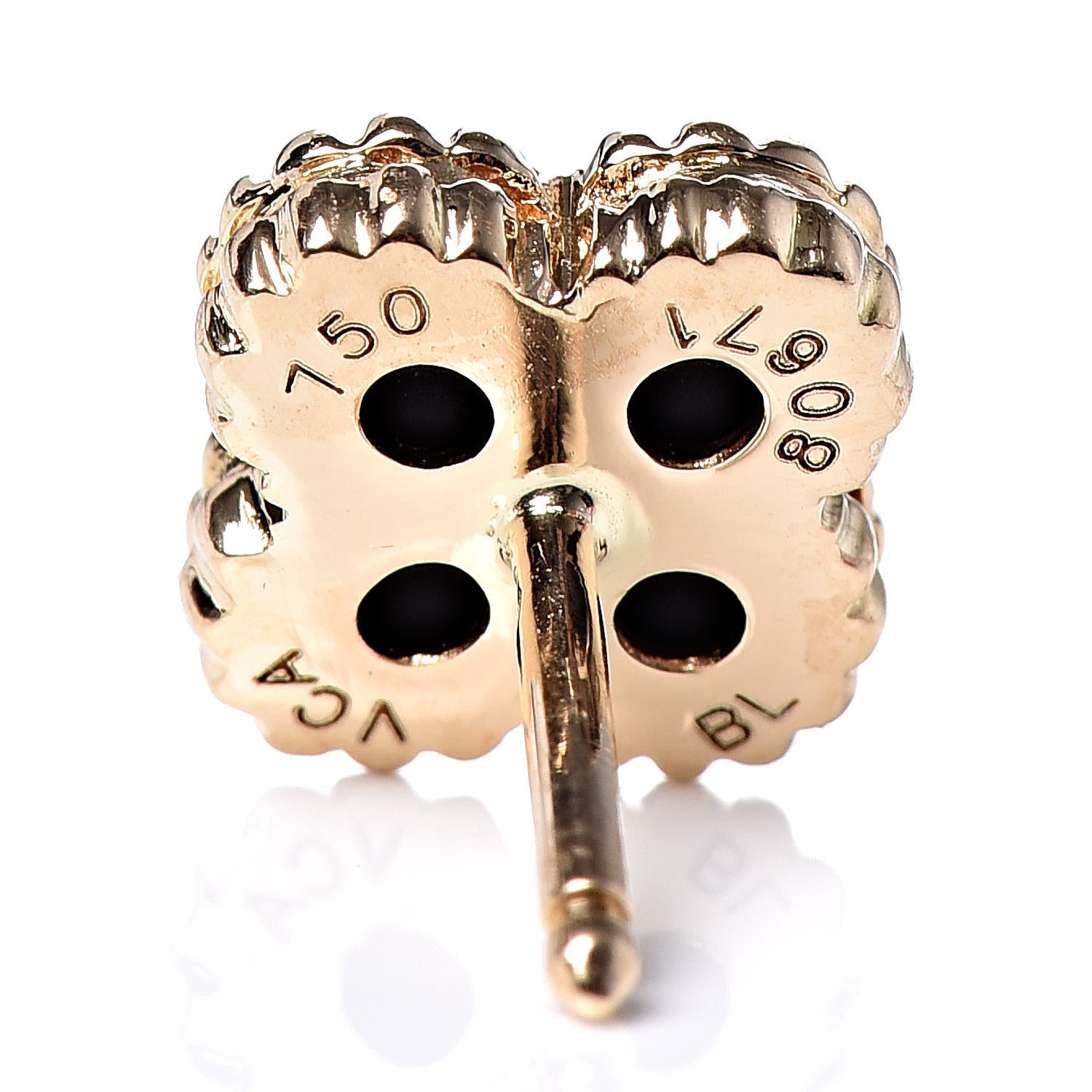 Van Cleef & Arpels 18K Yellow Gold Black Onyx Sweet Alhambra Earrings 4 of 4