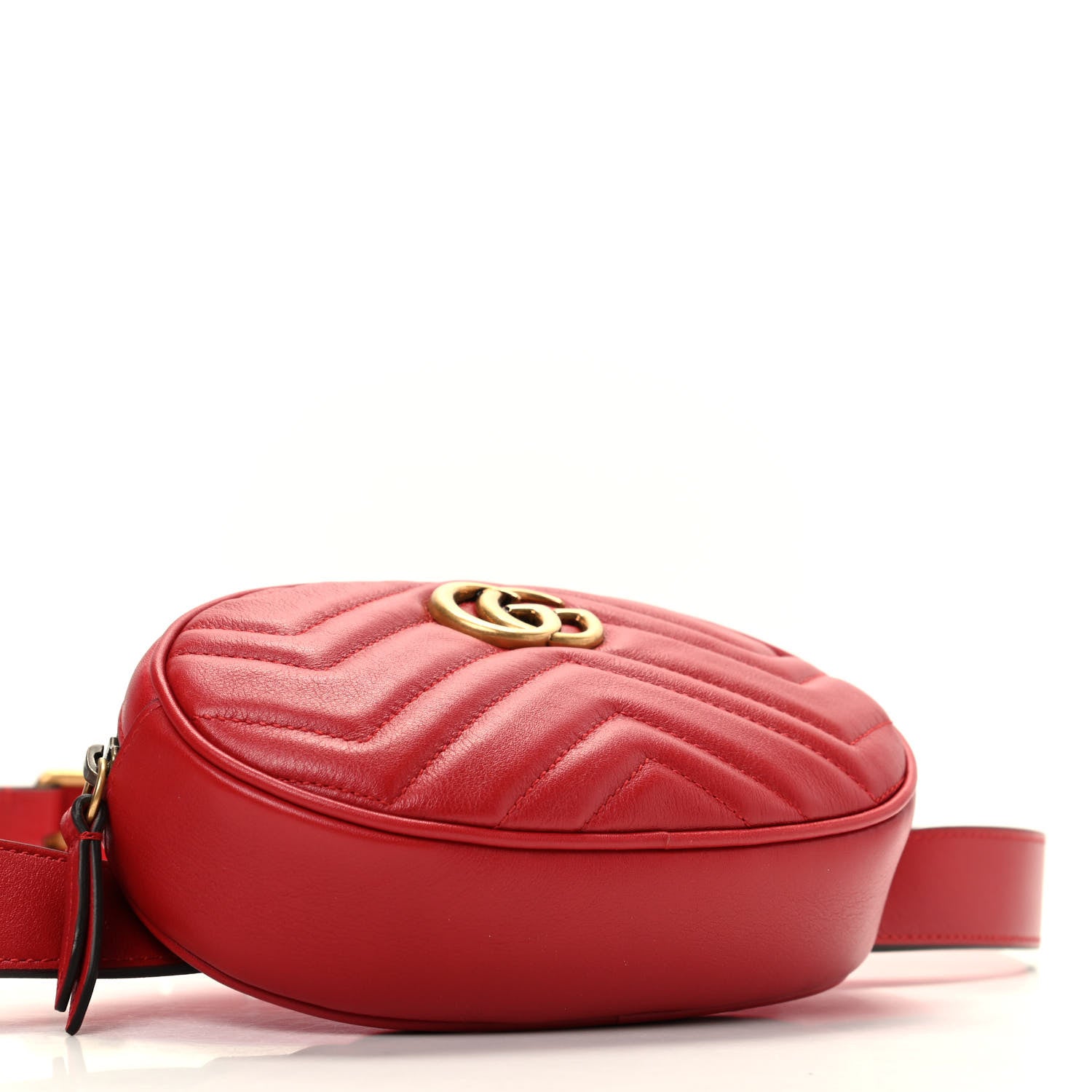 Gucci Calfskin Matelasse GG Marmont Belt Bag 95 38 Hibiscus Red 4 of 11