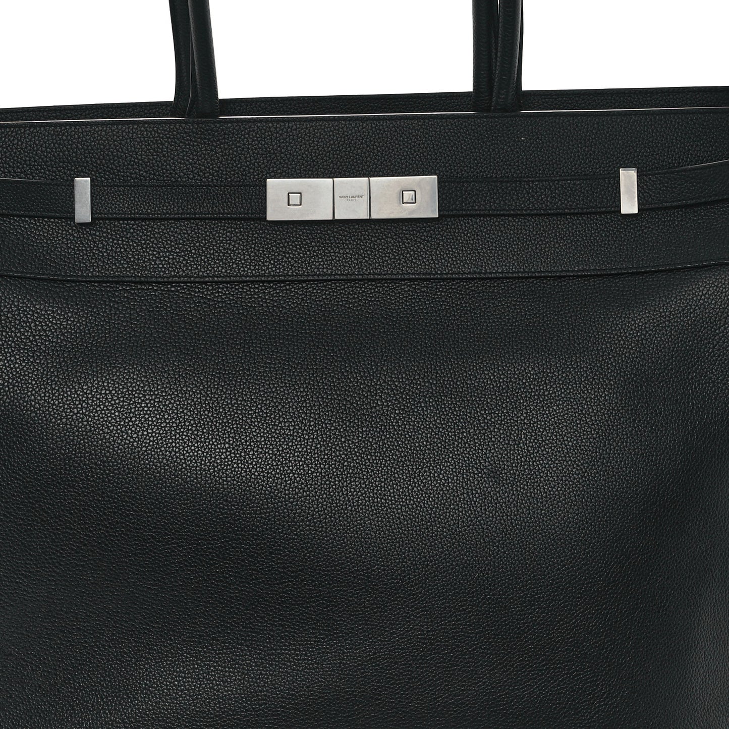Grained Calfskin Manhattan North South Shopper Tote Black