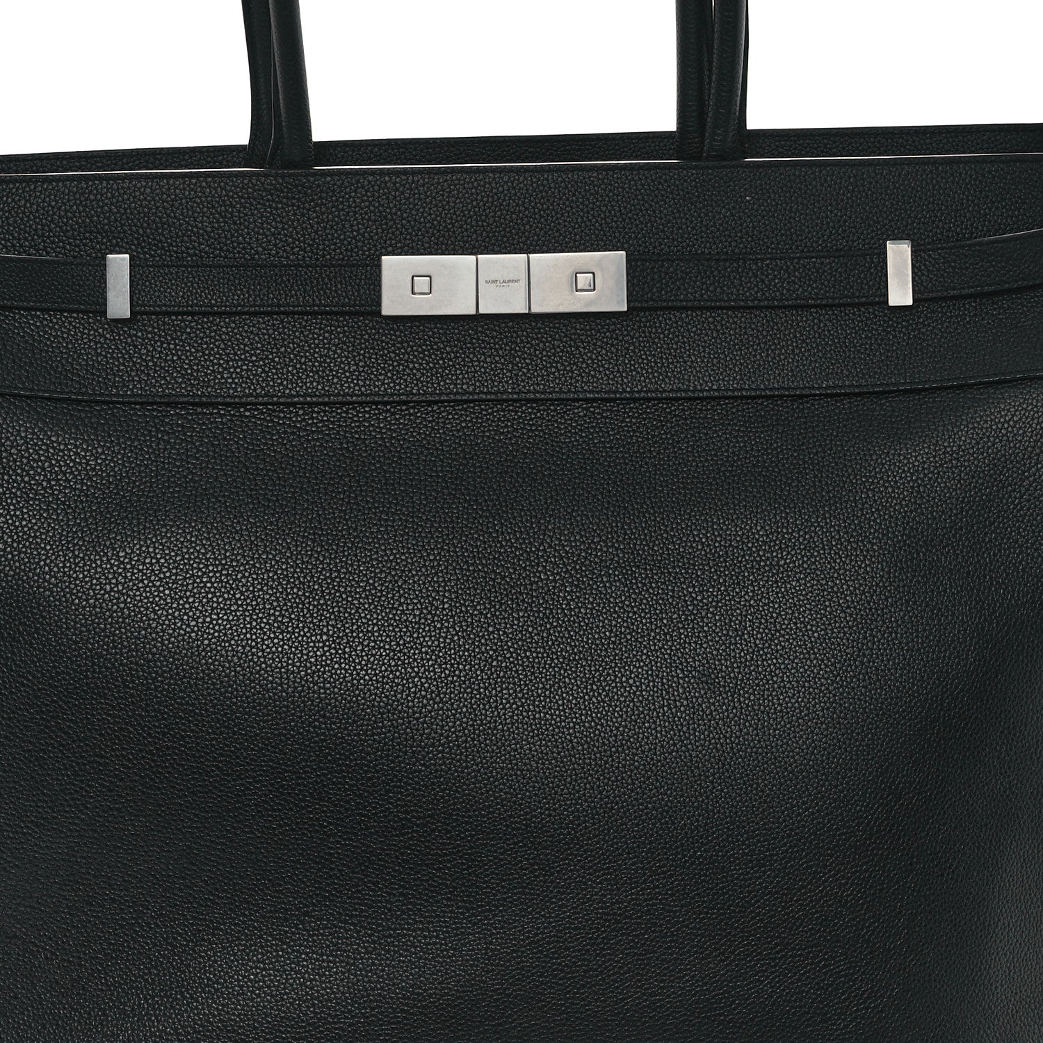 Saint Laurent Grained Calfskin Manhattan North South Shopper Tote Black 8 of 11