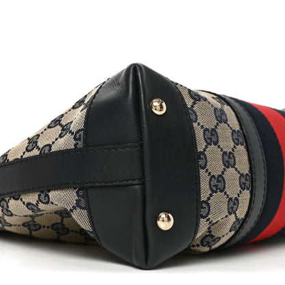 Gucci Monogram Vintage Web Medium Hobo Navy 9 of 11