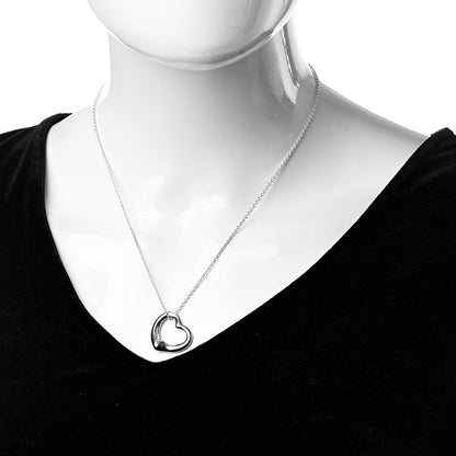 Tiffany Sterling Silver 22mm Elsa Peretti Open Heart Pendant Necklace 2 of 6