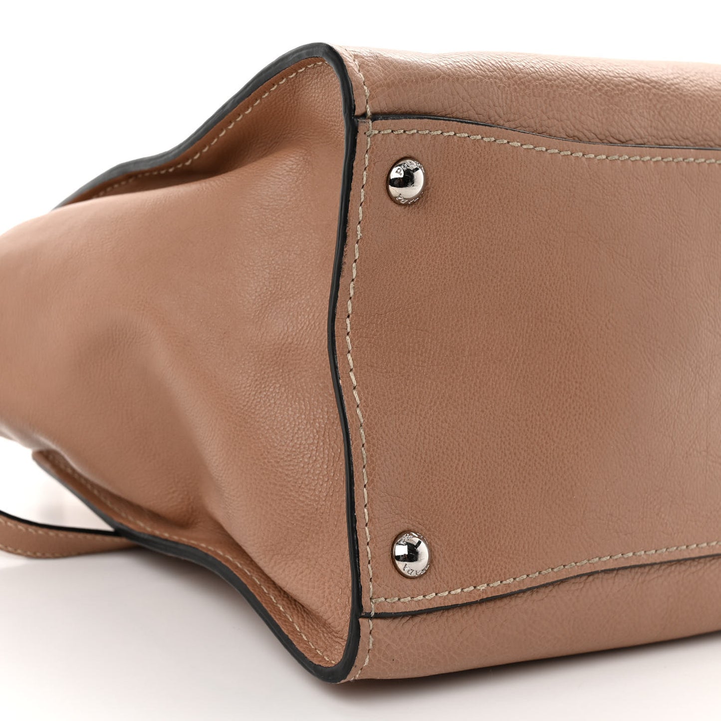 Glace Calfskin Small Twin Pocket Tote Cammeo