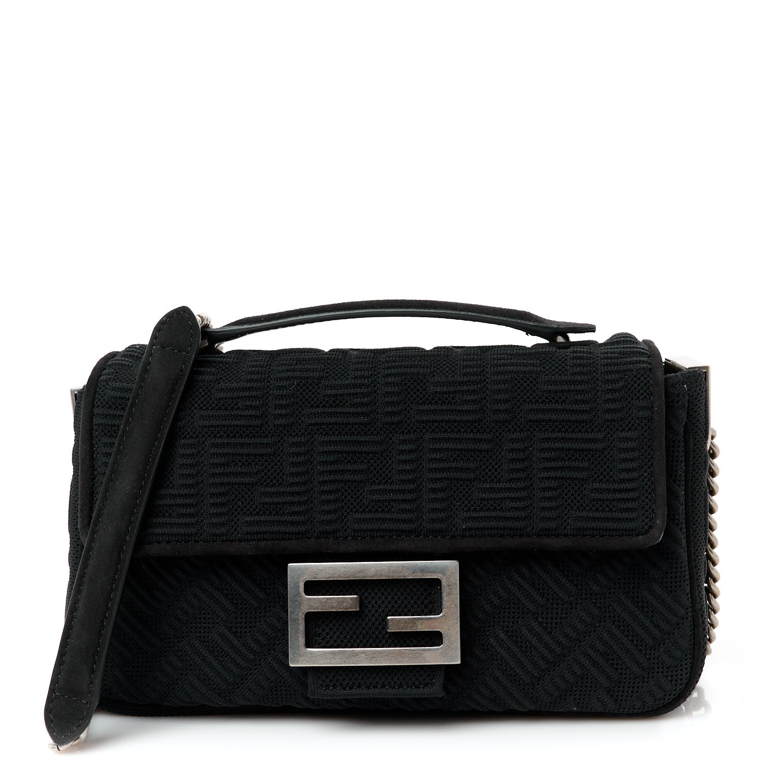 Fendi Technical Fabric FF Midi Chain Baguette Black 1 of 11