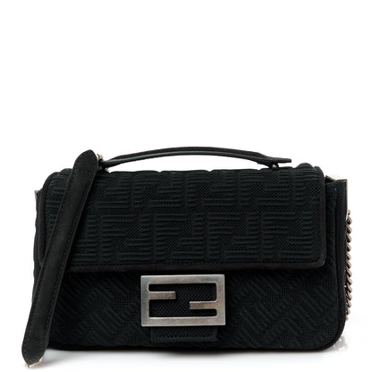 Fendi Technical Fabric FF Midi Chain Baguette Black 1 of 11