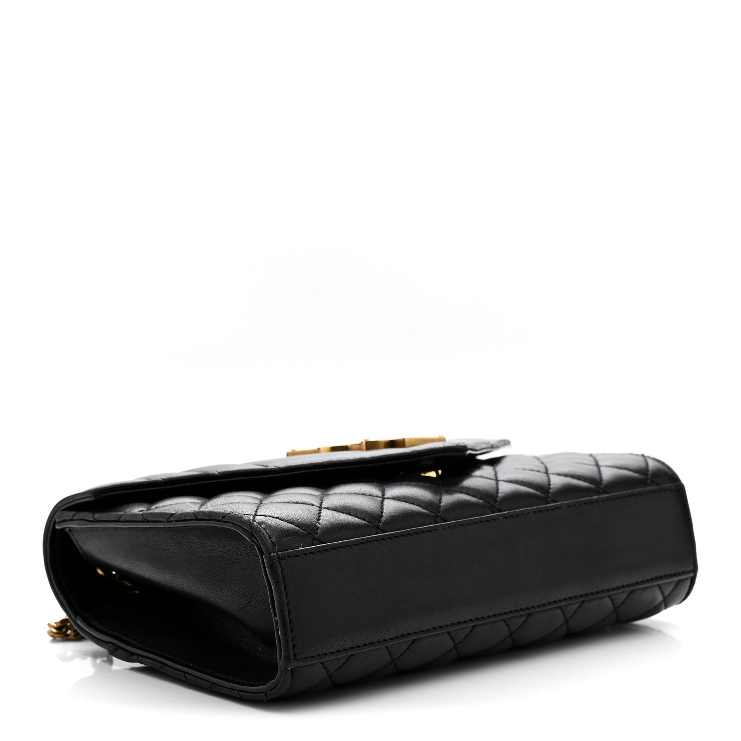 Saint Laurent Lambskin Mixed Matelasse Triquilt Small Monogram Satchel Black 4 of 22