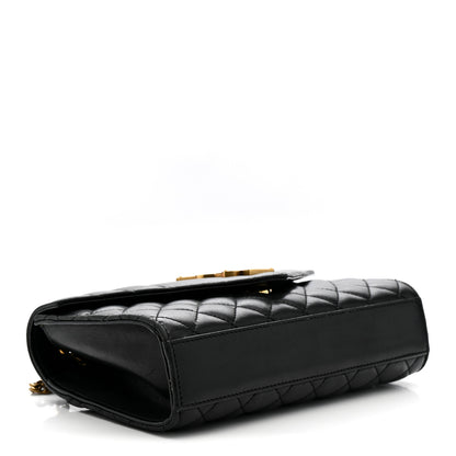 Saint Laurent Lambskin Mixed Matelasse Triquilt Small Monogram Satchel Black 4 of 22
