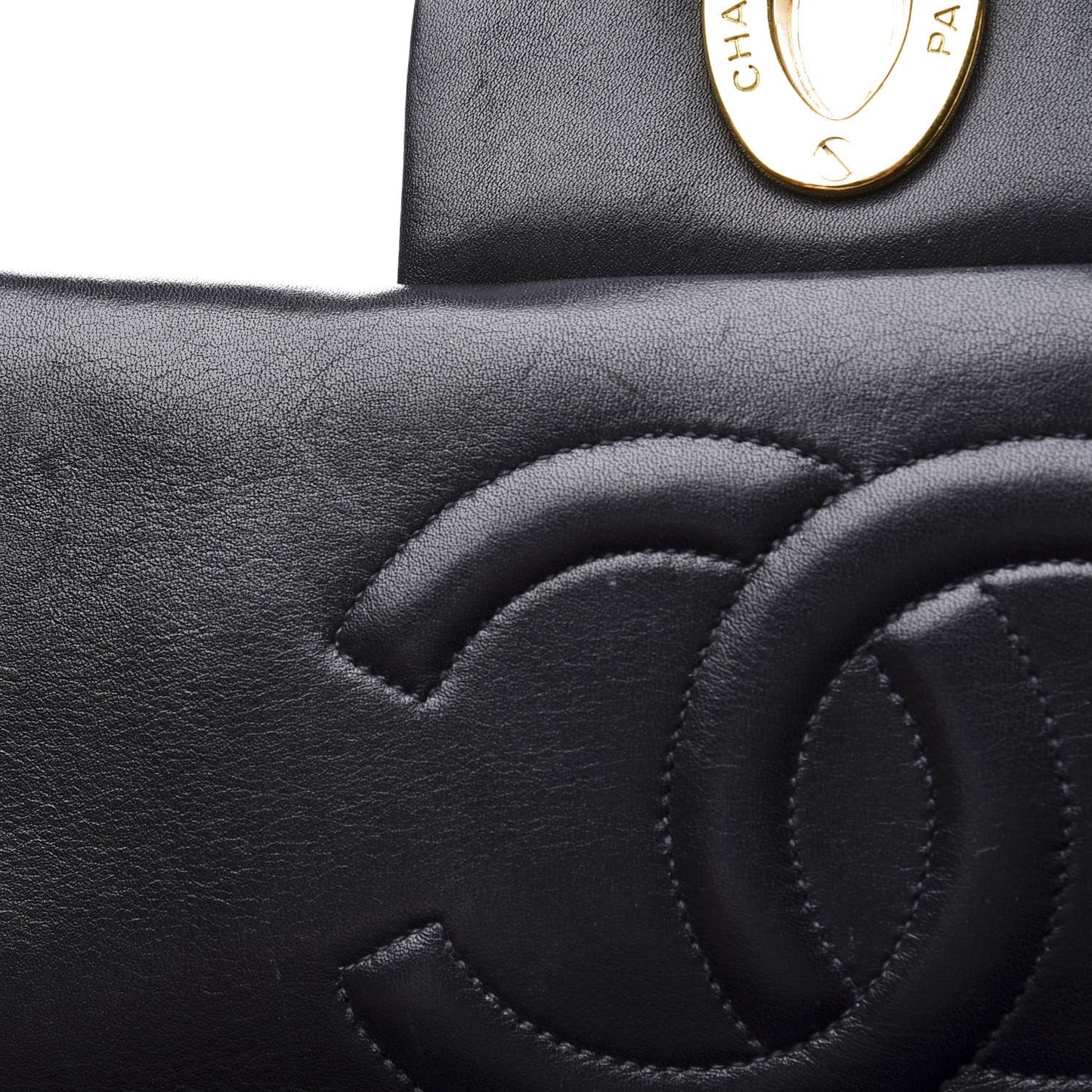 Lambskin Quilted XL Jumbo Single Flap Black