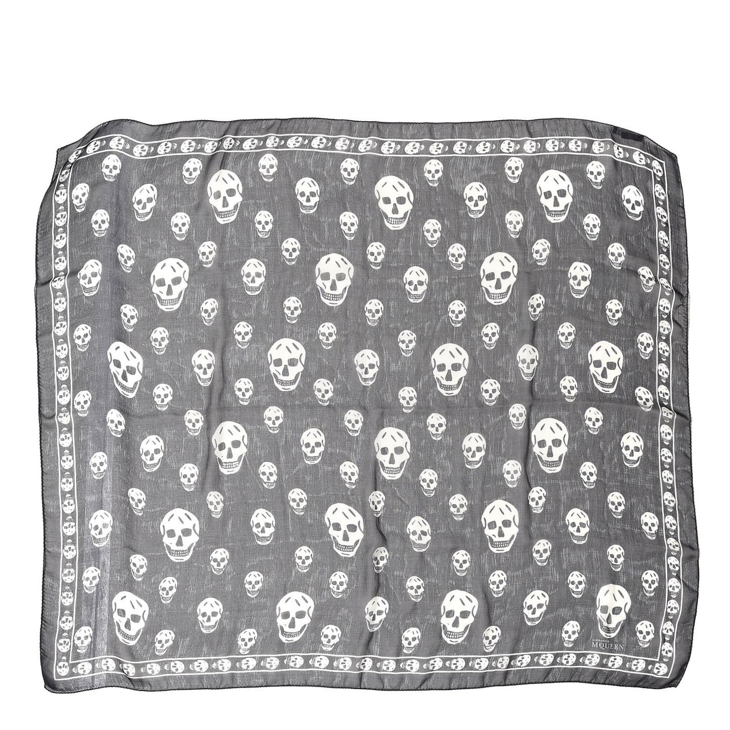 Silk Chiffon Skull Scarf Black