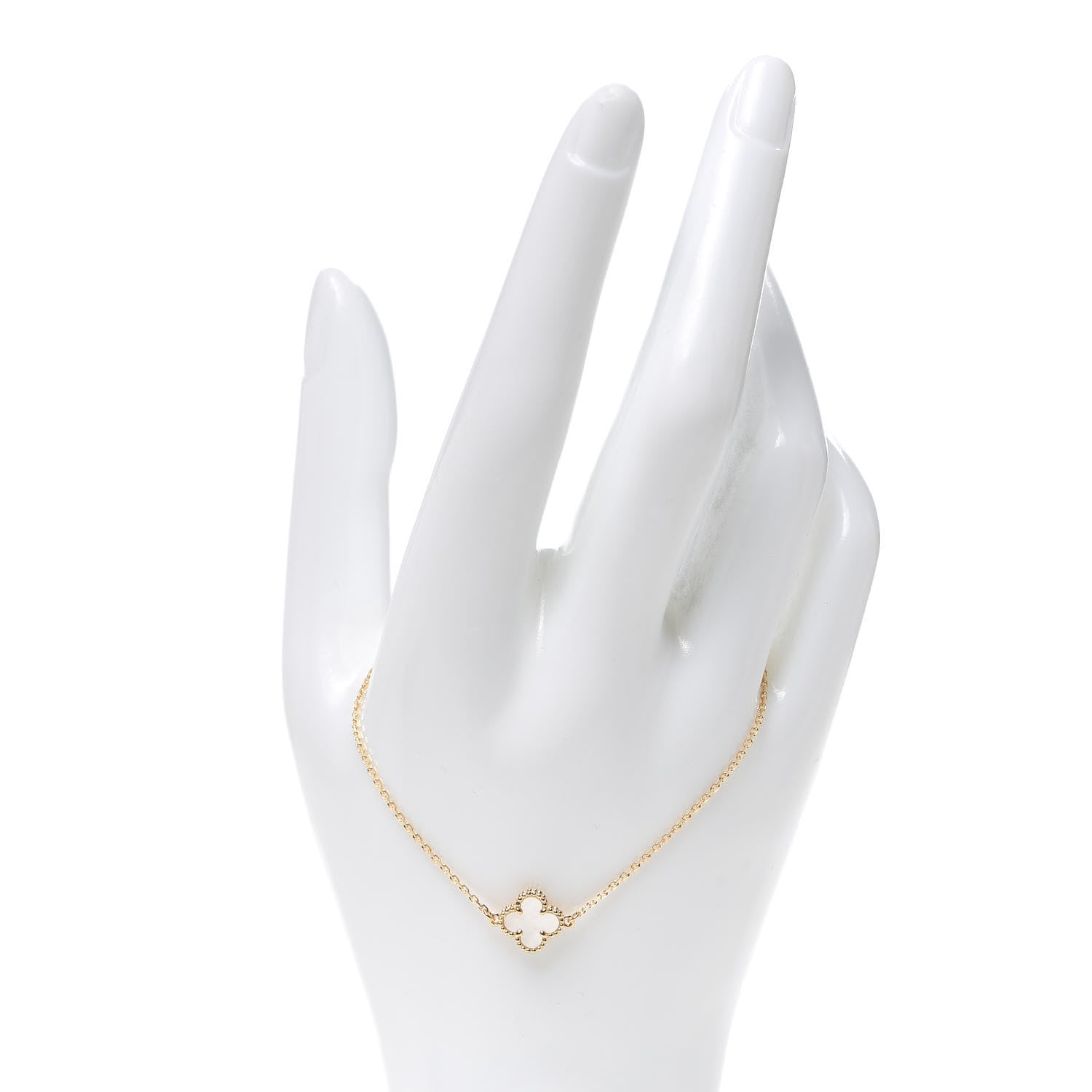 Van Cleef & Arpels 18K Yellow Gold Mother of Pearl Sweet Alhambra Bracelet 2 of 7