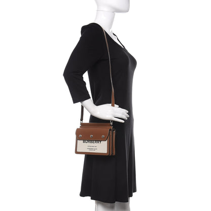 Burberry Smooth Calfskin Canvas Horseferry Print Mini Title Bag with Pocket Natural Malt Brown 2 of 15