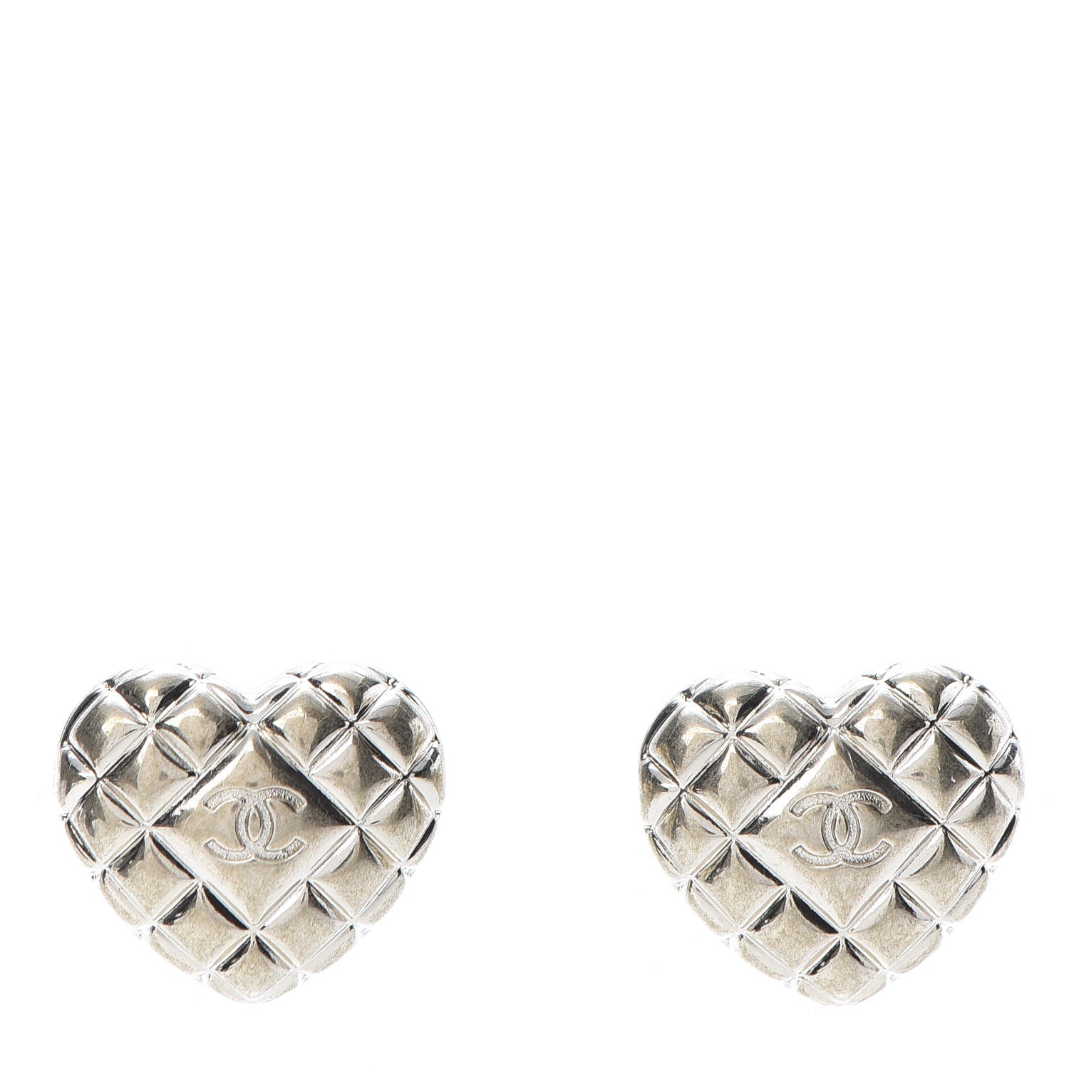 Chanel Quilted CC Heart Earrings Gold 1 of 5