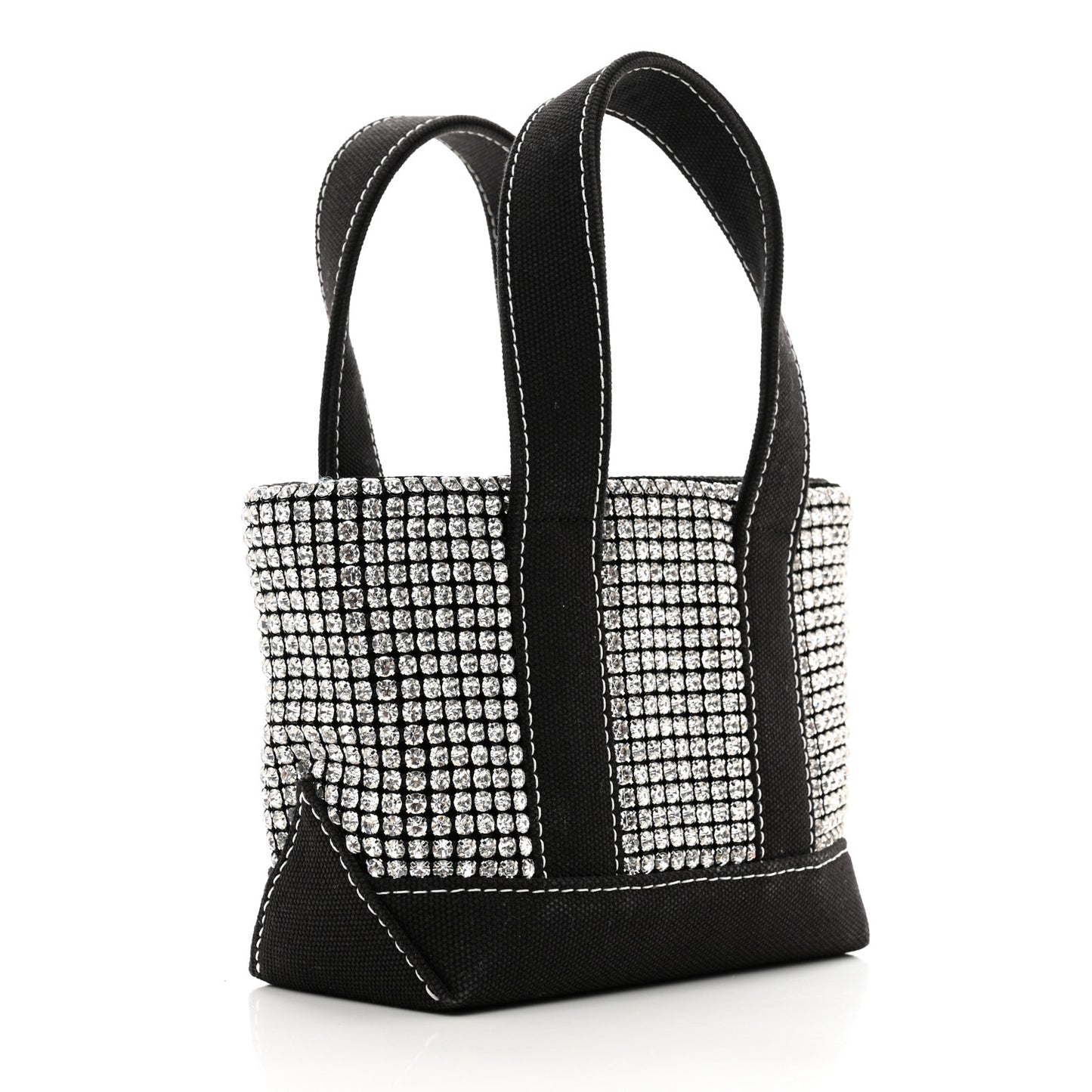 Mesh Crystal Rhinestone Mini Crusier Tote Black Silver