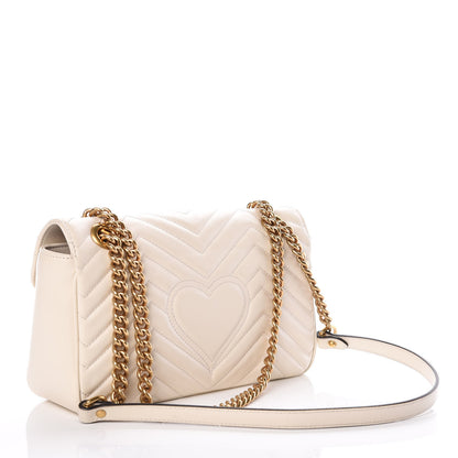Gucci Calfskin Matelasse Small GG Marmont Shoulder Bag White 3 of 9
