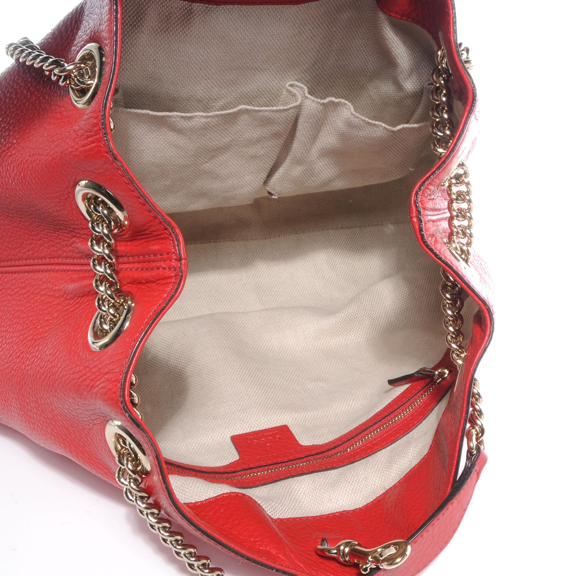 Gucci Pebbled Calfskin Medium Soho Chain Shoulder Bag Red 5 of 8