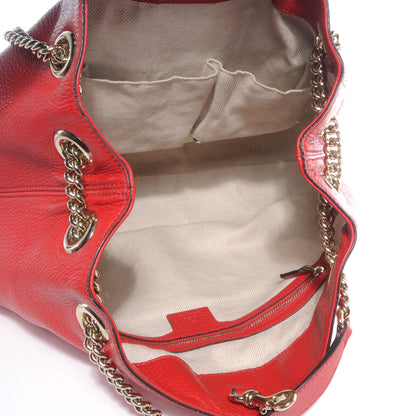Gucci Pebbled Calfskin Medium Soho Chain Shoulder Bag Red 5 of 8