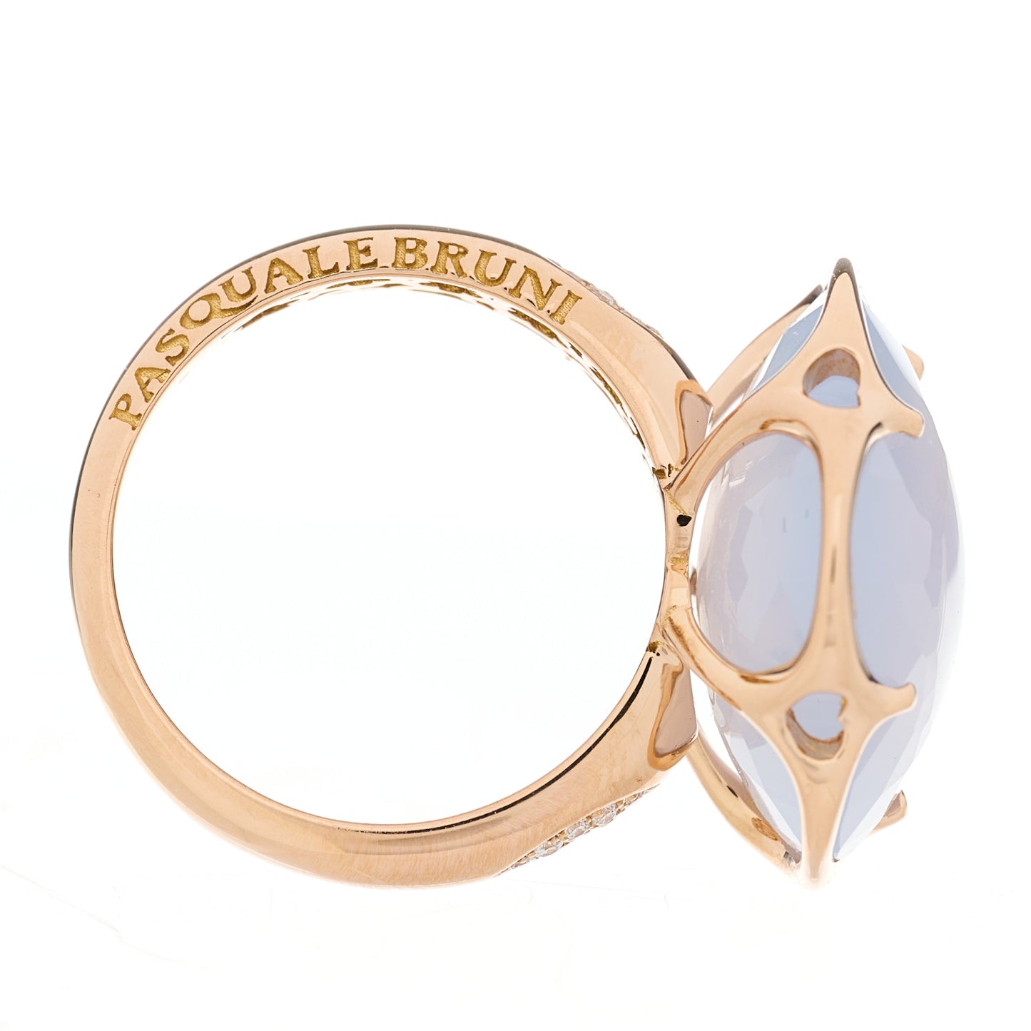 18K Rose Gold Diamond Chalcedony Bon Ton Ring 55 7.25