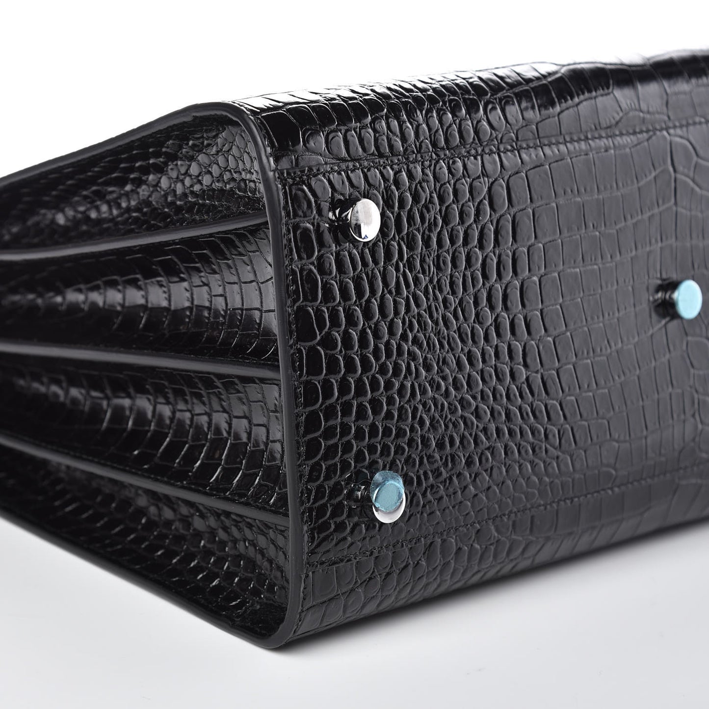 Calfskin Crocodile Embossed Small Sac de Jour Black