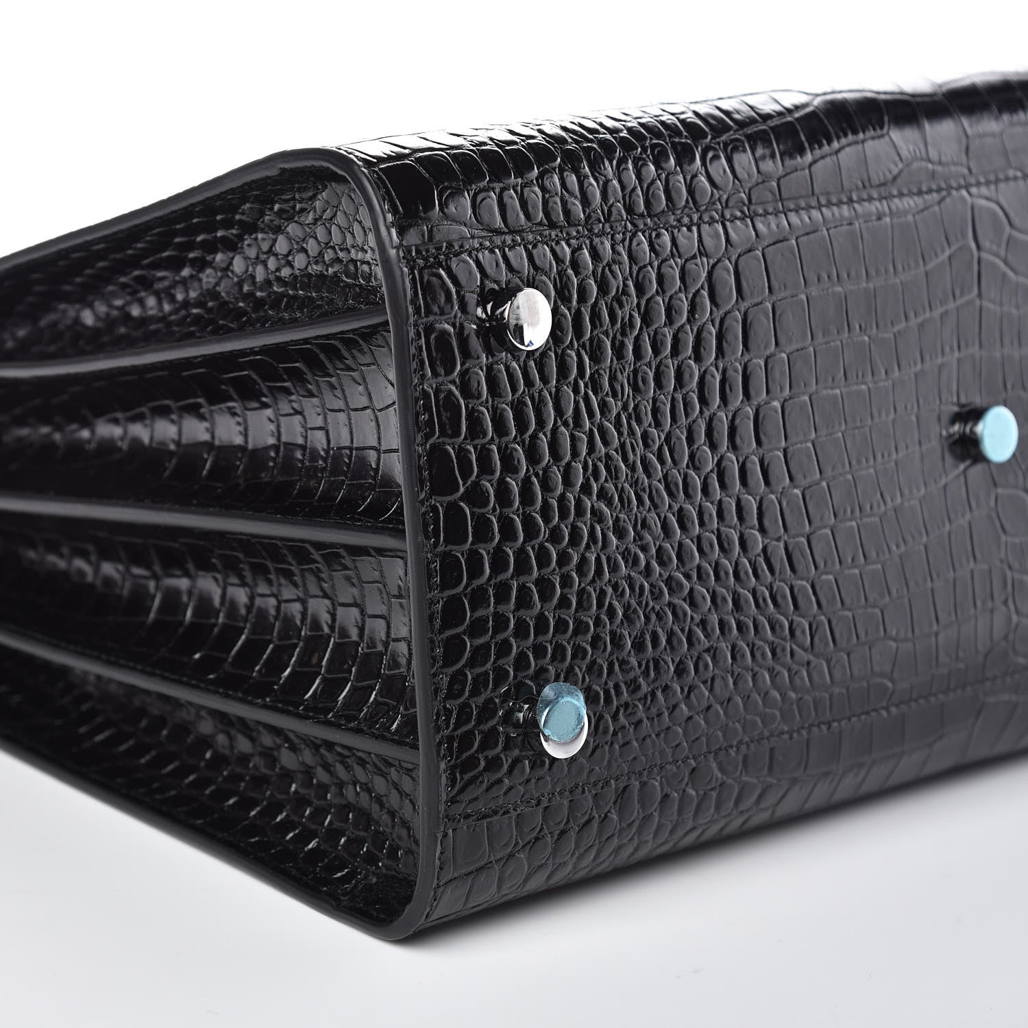 Saint Laurent Calfskin Crocodile Embossed Small Sac de Jour Black 8 of 10