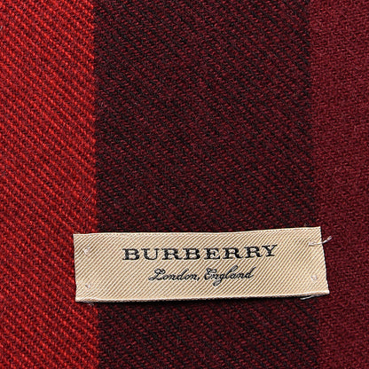 Burberry Wool Cashmere Giant Exploded Check Fringe Scarf Claret 4 of 4