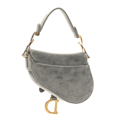 Christian Dior Velvet Crystal Mini Saddle Bag Grey 3 of 10