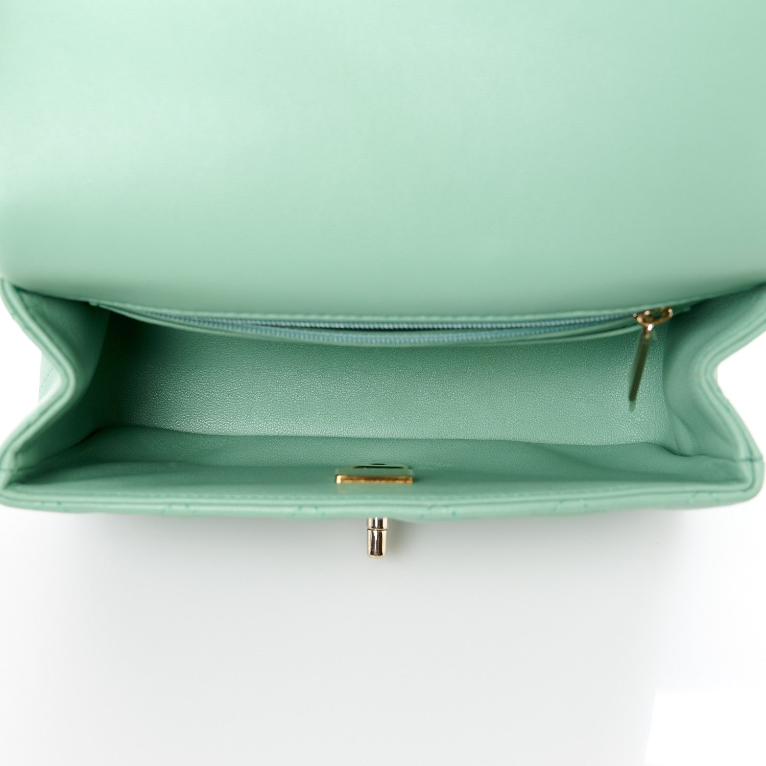 Chanel Lambskin Quilted Mini Top Handle Rectangular Flap Light Green 5 of 13