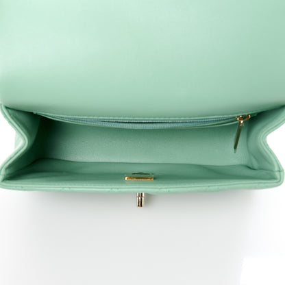 Chanel Lambskin Quilted Mini Top Handle Rectangular Flap Light Green 5 of 13