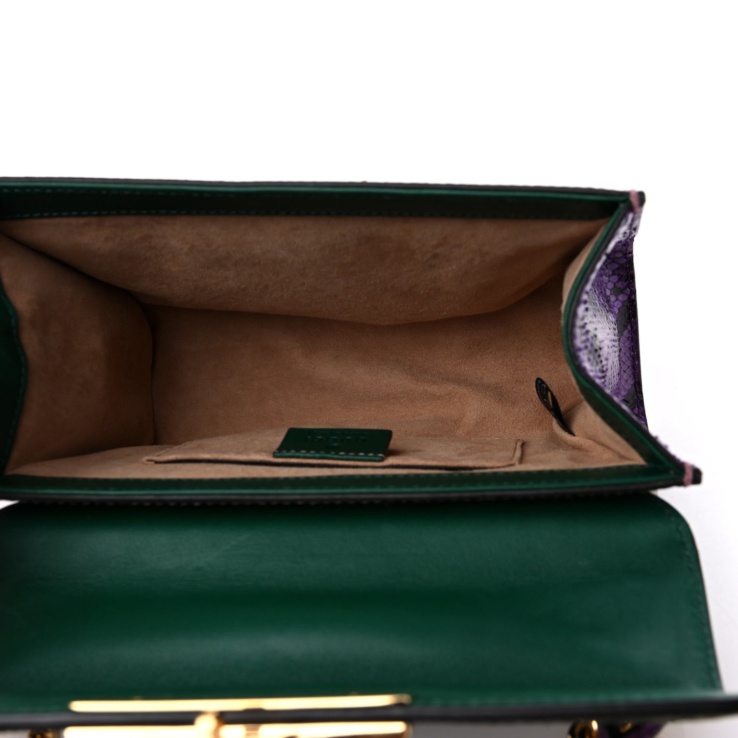 Snakeskin Small Padlock Shoulder Bag Green Pink Purple