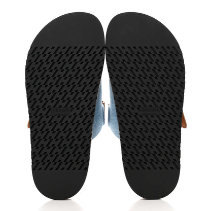 Hermes Denim Calfskin Womens Chypre Sandals 37.5 Bleu Clair Naturel 6 of 9