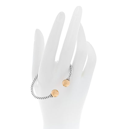 David Yurman Sterling Silver 18K Yellow Gold Diamond 9mm Solari Bead Bracelet 2 of 5