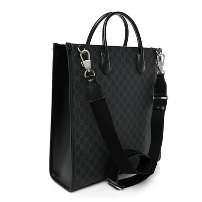 Gucci GG Supreme Monogram Azalea Calfskin Medium Retro Interlocking G Vertical Tote Bag Black 2 of 7