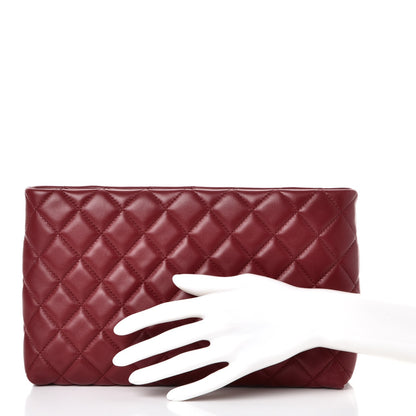 Chanel Lambskin Quilted Clutch Red 2 of 8