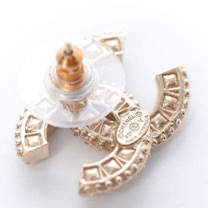 Chanel Crystal Timeless CC Earrings Light Gold 4 of 5