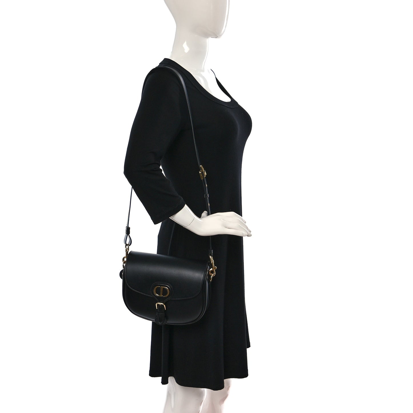 Box Calfskin Medium Bobby Flap Black