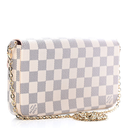 Louis Vuitton Damier Azur Pochette Felicie Chain Wallet Rose Ballerine 3 of 8