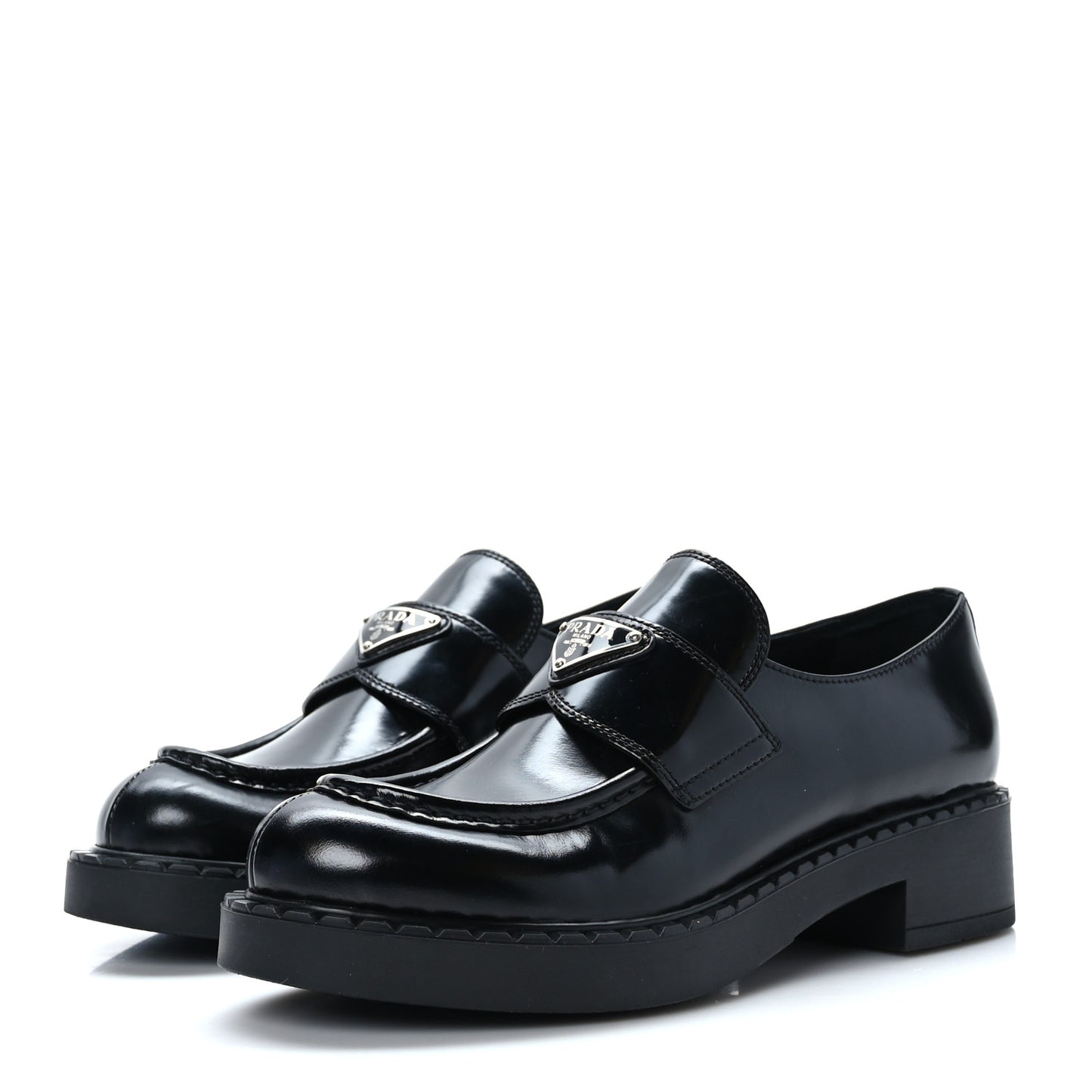 Spazzolato Metal Triangle Logo 50mm Loafers 39 Black