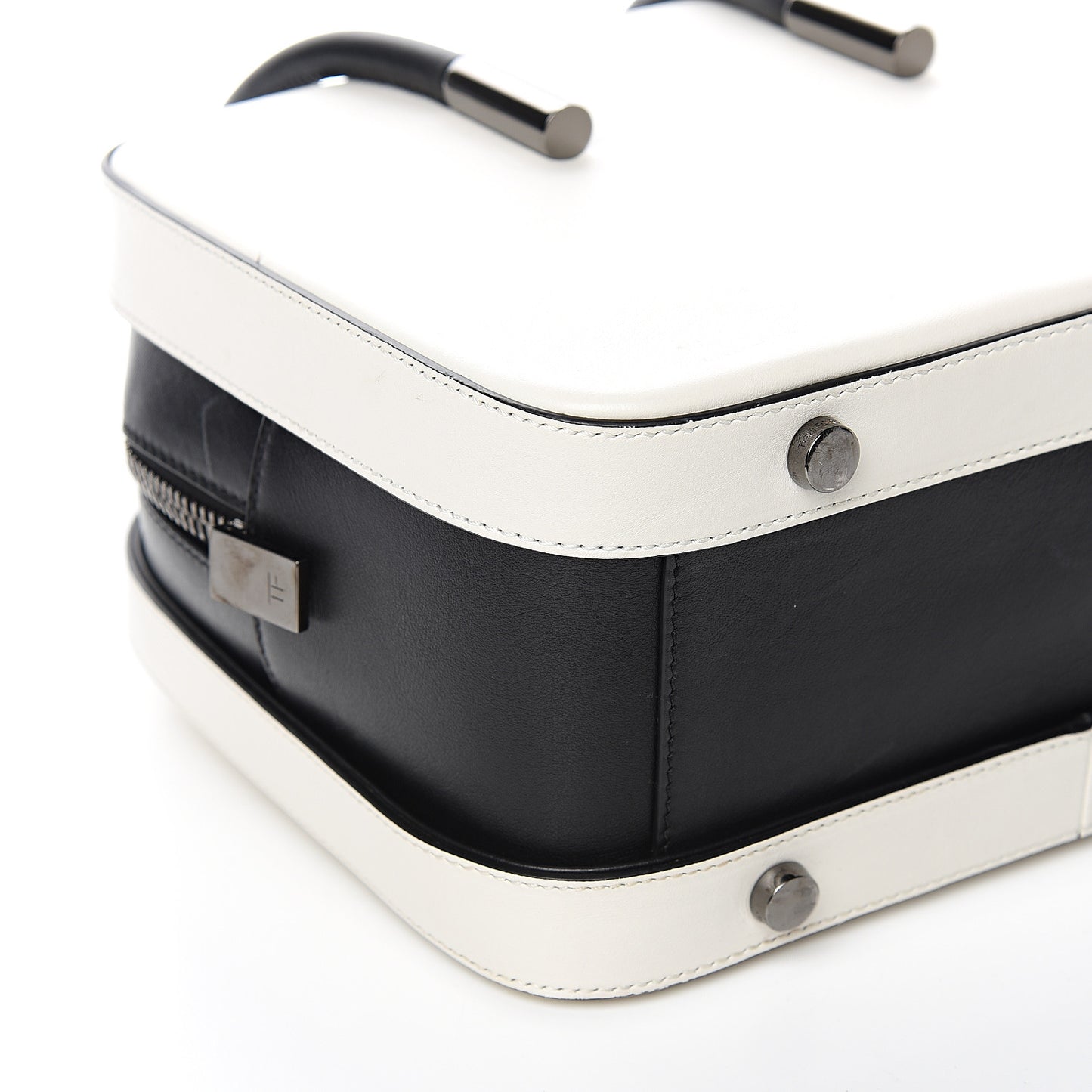 Calfskin Top Handle Bag White Black