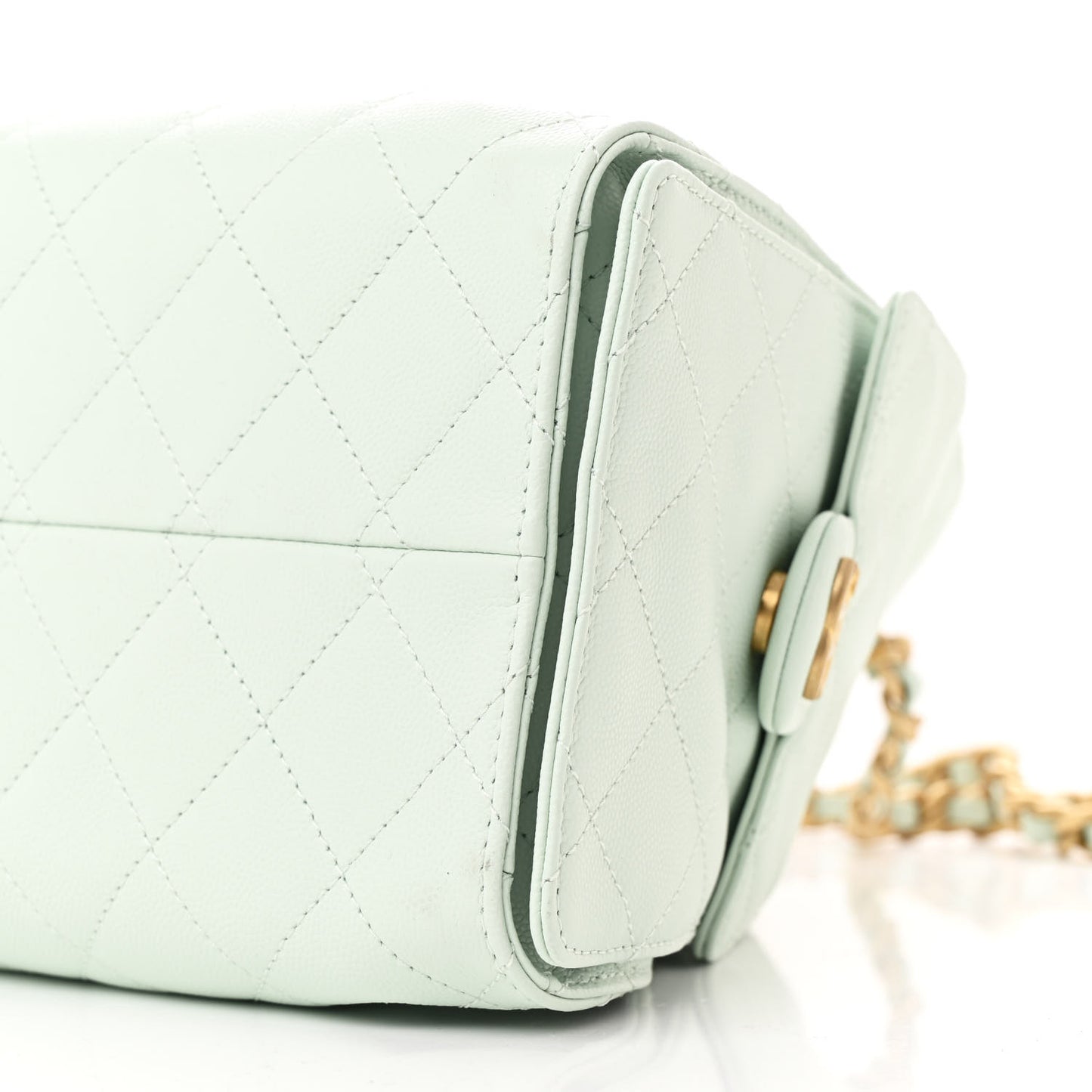 Caviar Quilted Small Chanel 25 Handbag Light Green