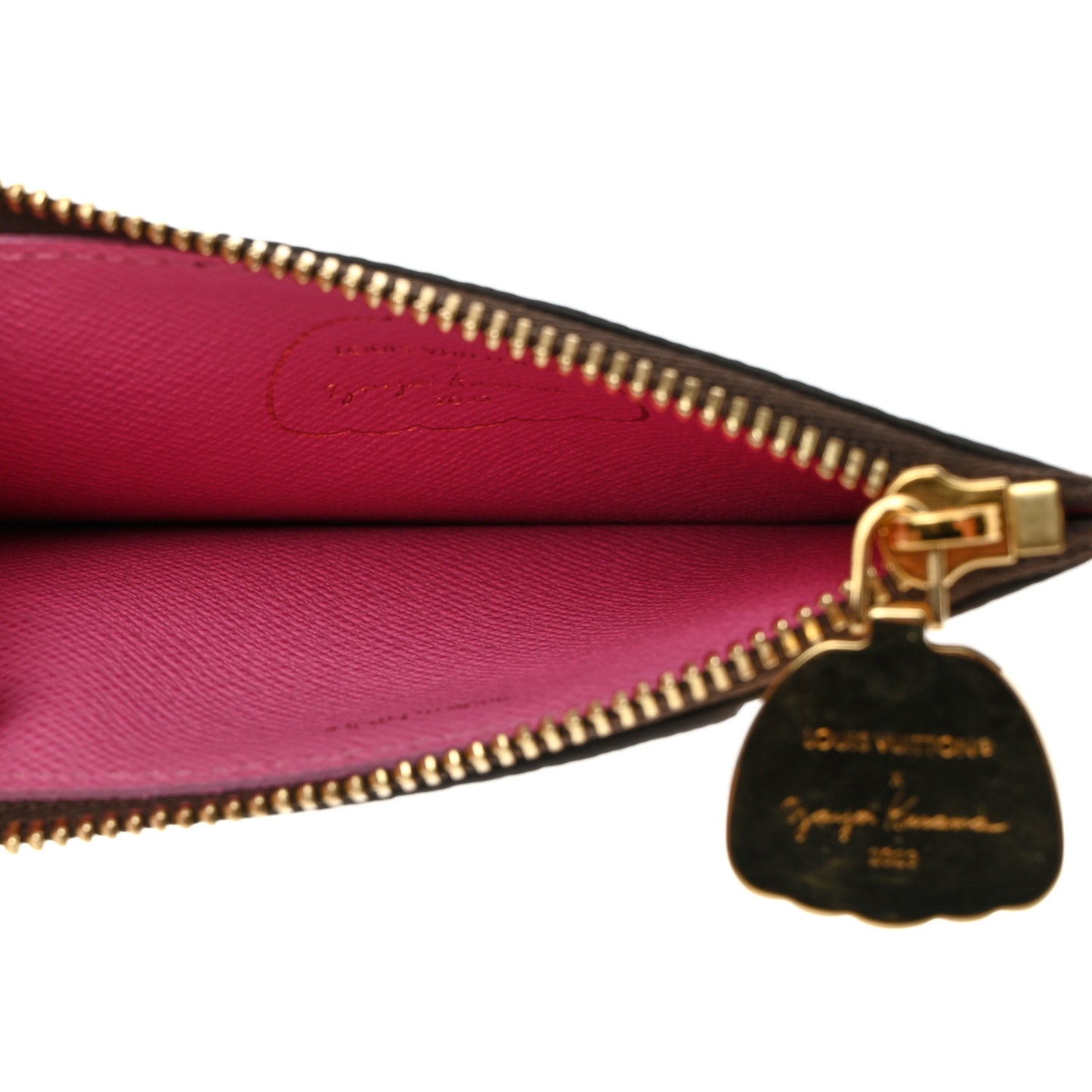 LV X YK Monogram Kusama Pumpkin Zipped Romy Card Holder