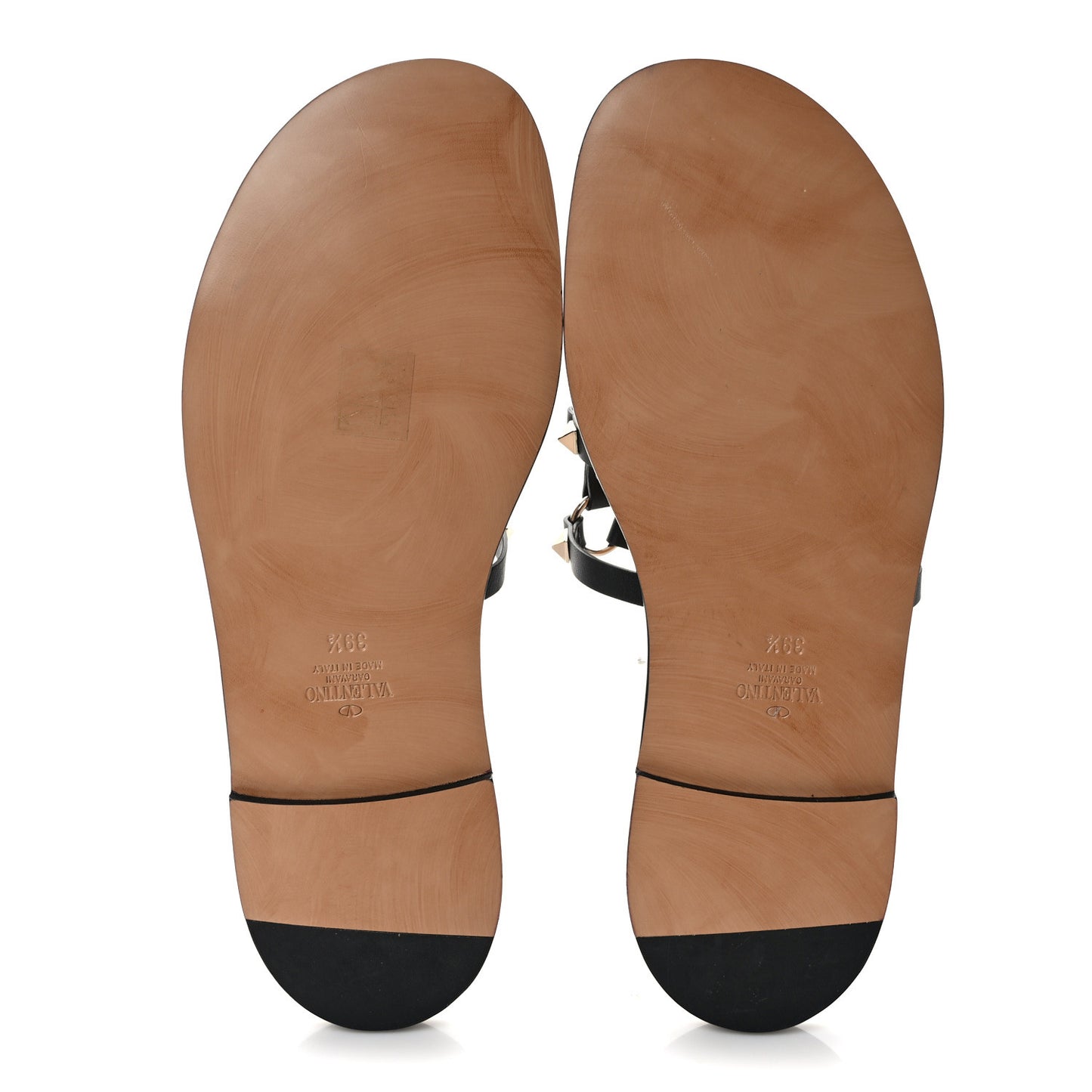 Calfskin Rockstud Caged Sandals 39.5 Black
