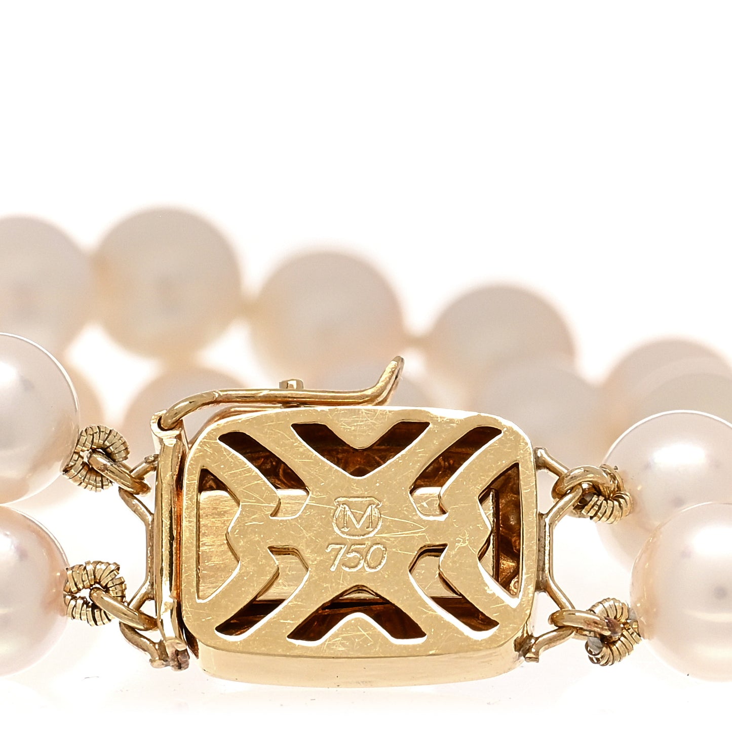 18K Yellow Gold Akoya Pearl 6-6.5mm Double Strand Bracelet